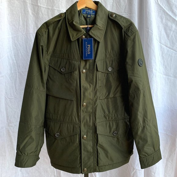 Polo Ralph Lauren Zip Down Combat Green Raincoat Jacket - Picture 1 of 12